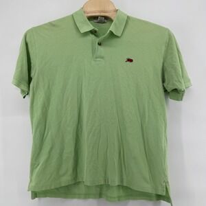 PERLIS Mens Light Green Polo Shirt Logo Embroidered Size L Peruvian Cotton